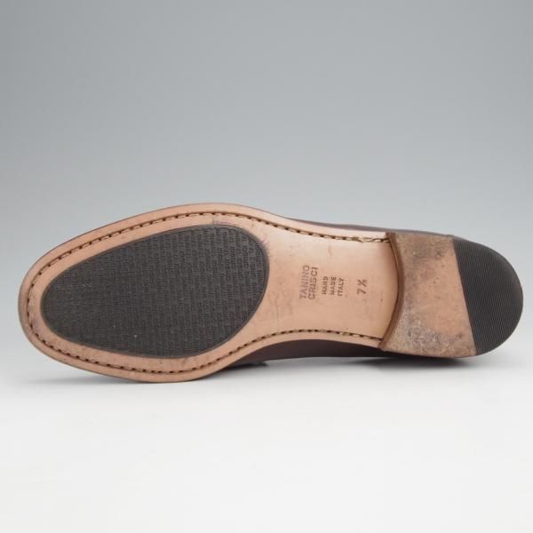 美品★(伊)タニノクリスチー SIZE 7.5【定価10万円以上★ストラップ/ローファー】カーフ/濃茶/メンズ/TANINO CRISCI★j973