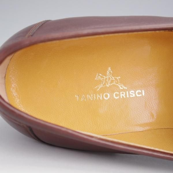 美品★(伊)タニノクリスチー SIZE 7.5【定価10万円以上★ストラップ/ローファー】カーフ/濃茶/メンズ/TANINO CRISCI★j973