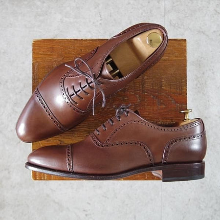 未使用★(スペイン製)カルミナ SIZE 7.5【定価￥80,300-★トレーディングポスト別注/80168】クォーターブローグ/濃茶/CARMINA★j975