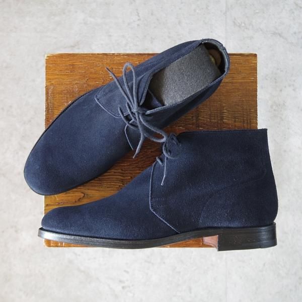 未使用★クロケット&ジョーンズ 7E【定価￥74,800-★チャッカブーツ/CHUKKA】200ラスト/スエード/紺/Crockett&Jones★j986