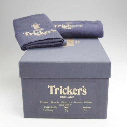 ★トリッカーズ SIZE 6.5【定価￥121,000-★バートン同系モデル/ILKLEY】カントリーシューズ/グレインレザー/黒/メンズ/Tricker's★j988
