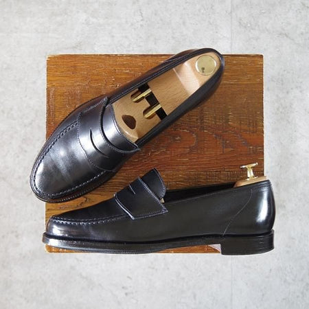 極上★クロケット&ジョーンズ 6E【定価￥86,900-★HARVARD 2/ハーバード】コインローファー/376ラスト/カーフ/黒/Crockett&Jones★j989