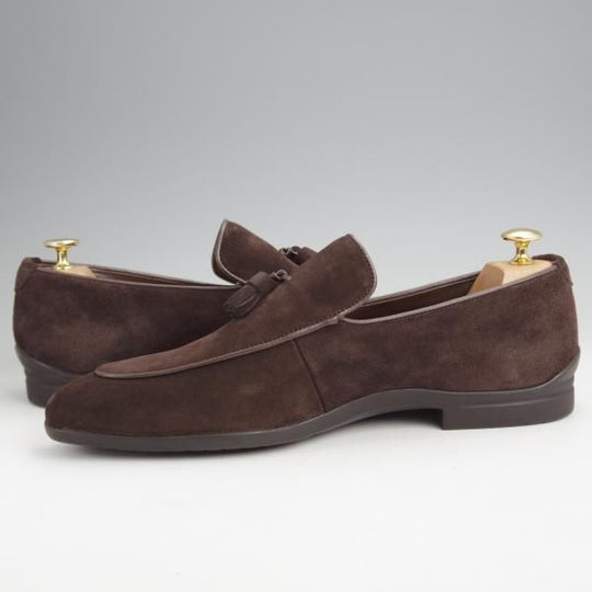 未使用★三陽山長 SIZE 43【定価￥36,300-★タッセルローファー/新介】スエード/濃茶/メンズ/Sanyo Yamacho★j997