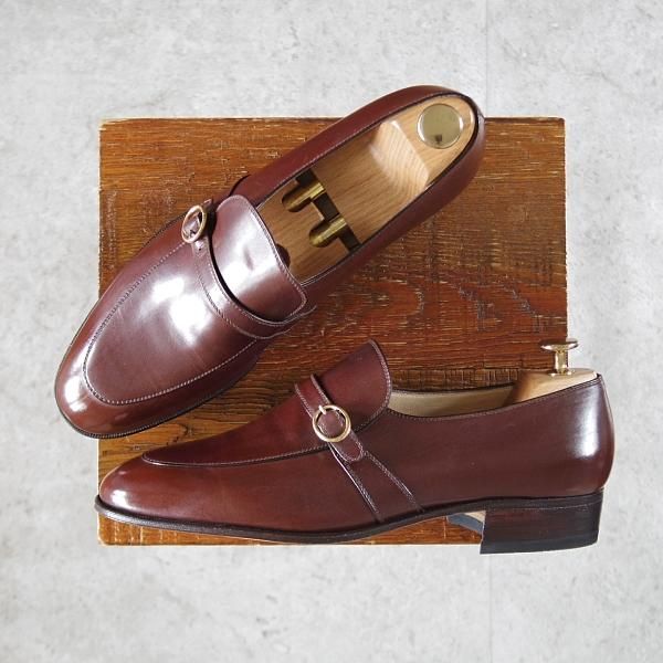 未使用★(伊)タニノクリスチー SIZE 7【定価10万円以上★ストラップ/ローファー】カーフ/濃茶/メンズ/TANINO CRISCI★k003