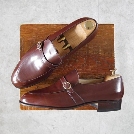 未使用★(伊)タニノクリスチー SIZE 7【定価10万円以上★ストラップ/ローファー】カーフ/濃茶/メンズ/TANINO CRISCI★k003