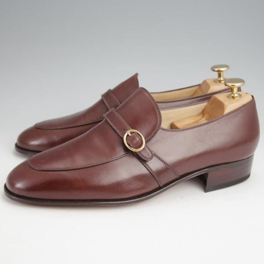 未使用★(伊)タニノクリスチー SIZE 7【定価10万円以上★ストラップ/ローファー】カーフ/濃茶/メンズ/TANINO CRISCI★k003