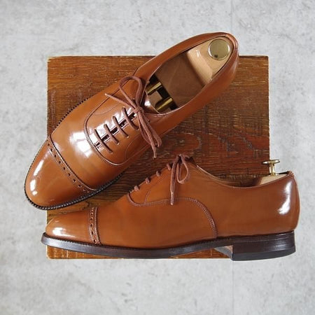 ★チャーチ 80F/UK8【旧チャーチ★ブックバインダーカーフ/3都市ロゴ】84ラスト/Barcroft/パンチドキャップトゥ/茶/Church's★k004