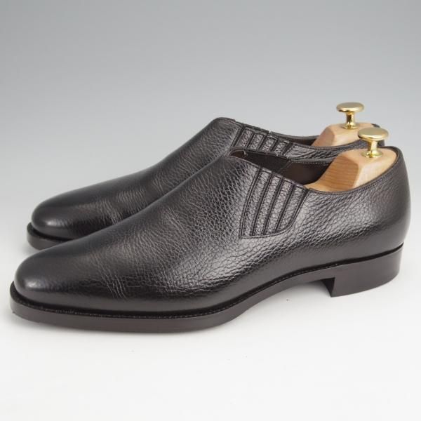 美品★(台東区)ジョーワークス SIZE 7.5【注文価格￥112,200〜★Wholecut lazyman/黒】サイドエラスティック/シボ革/JOE WORKS★k007