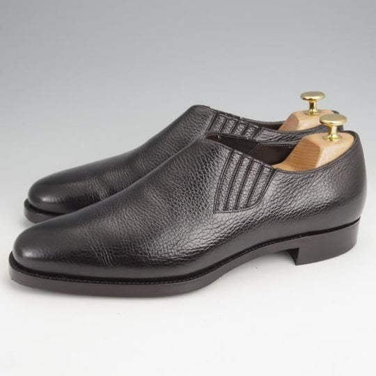 美品★(台東区)ジョーワークス SIZE 7.5【注文価格￥112,200〜★Wholecut lazyman/黒】サイドエラスティック/シボ革/JOE WORKS★k007