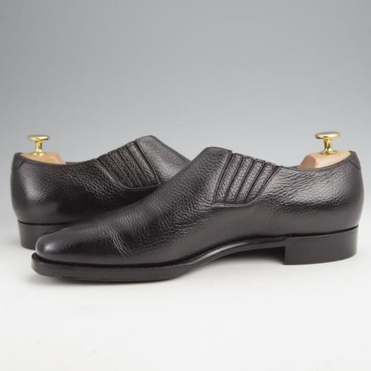 美品★(台東区)ジョーワークス SIZE 7.5【注文価格￥112,200〜★Wholecut lazyman/黒】サイドエラスティック/シボ革/JOE WORKS★k007