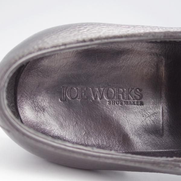 美品★(台東区)ジョーワークス SIZE 7.5【注文価格￥112,200〜★Wholecut lazyman/黒】サイドエラスティック/シボ革/JOE WORKS★k007