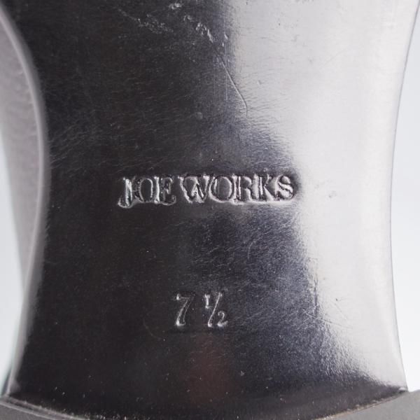 美品★(台東区)ジョーワークス SIZE 7.5【注文価格￥112,200〜★Wholecut lazyman/黒】サイドエラスティック/シボ革/JOE WORKS★k007