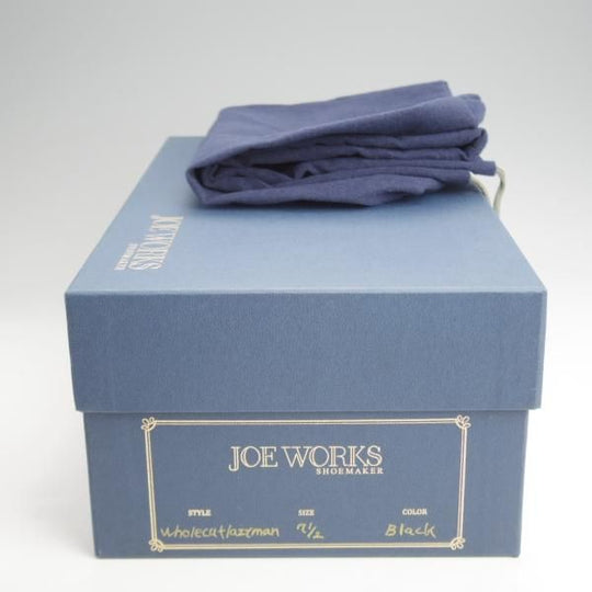美品★(台東区)ジョーワークス SIZE 7.5【注文価格￥112,200〜★Wholecut lazyman/黒】サイドエラスティック/シボ革/JOE WORKS★k007