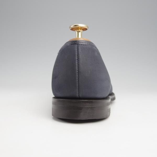 極美品★クロケット&ジョーンズ 7E【貴重★バーニーズNY別注/BROOKLYN】391ラスト/コインローファー/ヌバック/紺/Crockett&Jones★k024