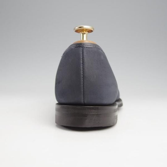 極美品★クロケット&ジョーンズ 7E【貴重★バーニーズNY別注/BROOKLYN】391ラスト/コインローファー/ヌバック/紺/Crockett&Jones★k024