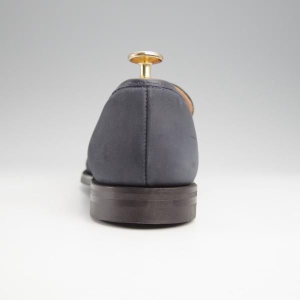 極美品★クロケット&ジョーンズ 7E【貴重★バーニーズNY別注/BROOKLYN】391ラスト/コインローファー/ヌバック/紺/Crockett&Jones★k024