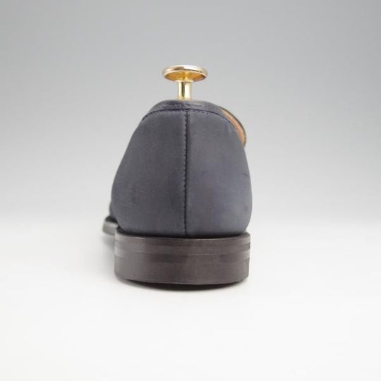 極美品★クロケット&ジョーンズ 7E【貴重★バーニーズNY別注/BROOKLYN】391ラスト/コインローファー/ヌバック/紺/Crockett&Jones★k024