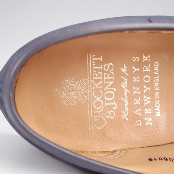 極美品★クロケット&ジョーンズ 7E【貴重★バーニーズNY別注/BROOKLYN】391ラスト/コインローファー/ヌバック/紺/Crockett&Jones★k024