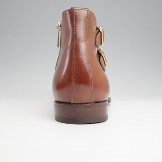 ★(伊)サントーニ SIZE 8.5【定価￥159,500-★ダブルモンク/サイドジップブーツ】16276/カーフ/茶/メンズ/Santoni★k027