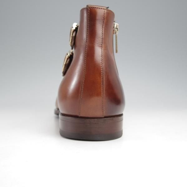 ★(伊)サントーニ SIZE 8.5【定価￥159,500-★ダブルモンク/サイドジップブーツ】16276/カーフ/茶/メンズ/Santoni★k027
