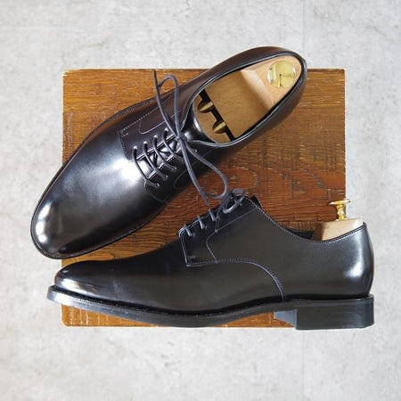 極美品★(千葉)ショーンハイト 24.5EE【オーダー価格￥36,850-★(姫路)山陽製ボックスキップ/プレーントゥ】黒/東立製靴★k029