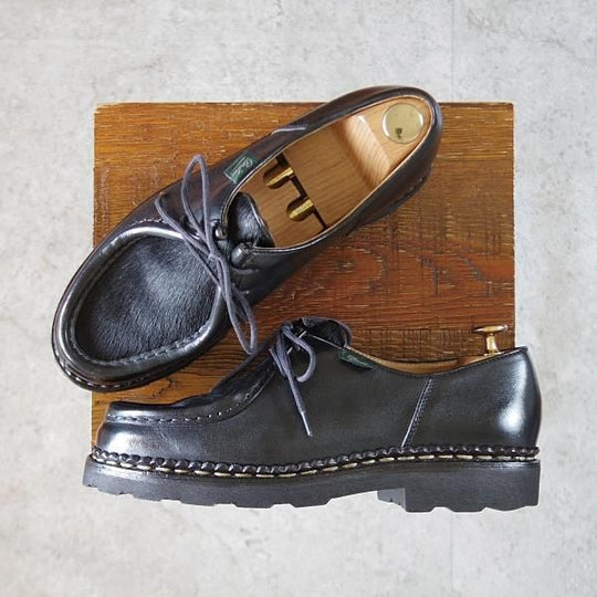 美品★パラブーツ SIZE 39.5【定価￥81,400-★ポニー/ミカエル/MICHAEL】チロリアンシューズ/リスレザー/黒/メンズ/Paraboot★k031