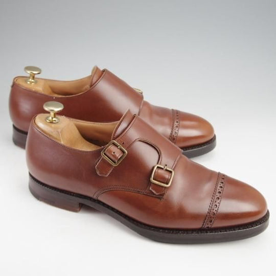 極上★クロケット&ジョーンズ 6.5E【★ロイドフットウェア別注/Lloyd Footwear】ダブルモンク/カーフ/茶/メンズ/Crockett&Jones★k042