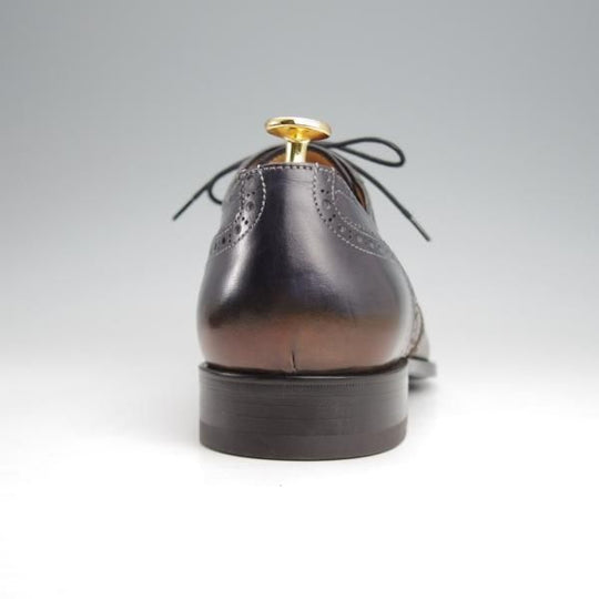 未使用★(伊)フランチェスコ・ベニーニョ SIZE 8【紺〜赤茶系パティーヌ★フルブローグ/4564】カーフ/メンズ/Francesco Benigno★k044