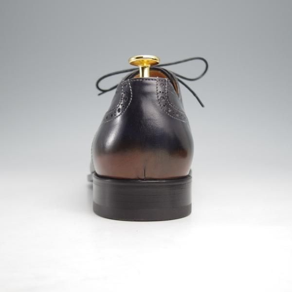 未使用★(伊)フランチェスコ・ベニーニョ SIZE 8【紺〜赤茶系パティーヌ★フルブローグ/4564】カーフ/メンズ/Francesco Benigno★k044