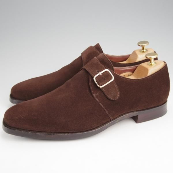 極美品★クロケット&ジョーンズ 8E【貴重★(英)ジョージクレバリー別注/モンクストラップ】スエード/濃茶/Crockett&Jones★k046