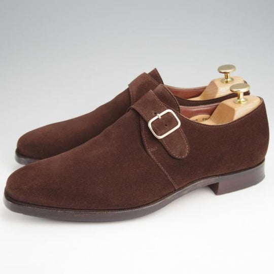 極美品★クロケット&ジョーンズ 8E【貴重★(英)ジョージクレバリー別注/モンクストラップ】スエード/濃茶/Crockett&Jones★k046