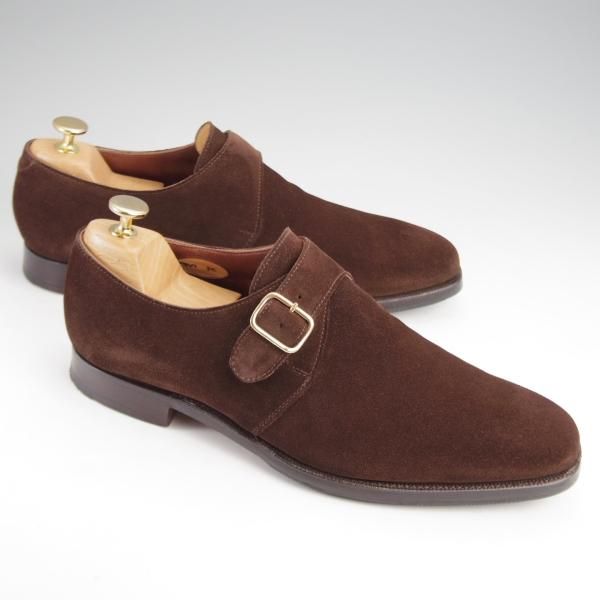 極美品★クロケット&ジョーンズ 8E【貴重★(英)ジョージクレバリー別注/モンクストラップ】スエード/濃茶/Crockett&Jones★k046