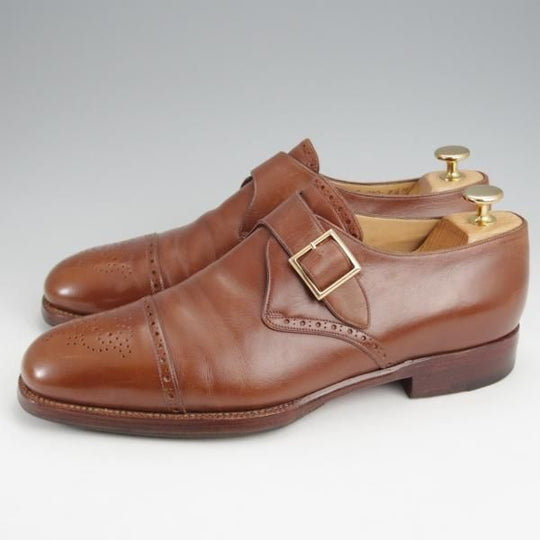 ★(伊)BONORA/ボノーラ SIZE 7.5【貴重★ハンドソーンウェルテッド製法/旧ボノーラ】モンクストラップ/カーフ/茶/メンズ★k047