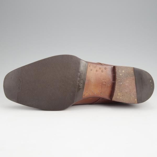 ★(伊)BONORA/ボノーラ SIZE 7.5【貴重★ハンドソーンウェルテッド製法/旧ボノーラ】モンクストラップ/カーフ/茶/メンズ★k047