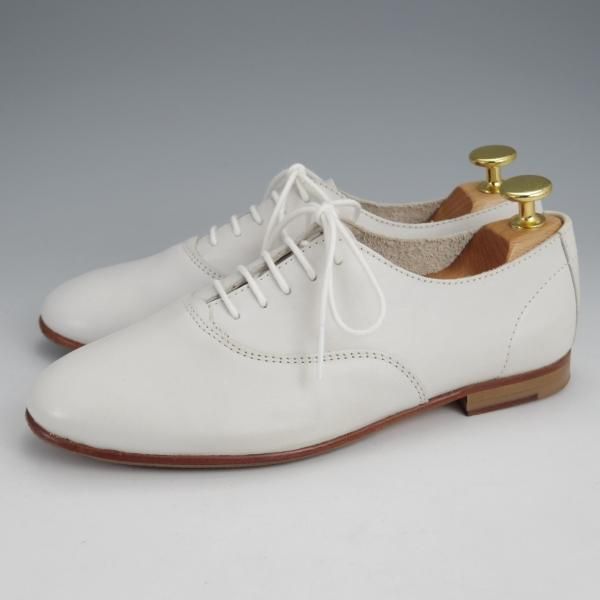 極美品★(仏)agnes b./アニエスベー(レディース) SIZE 36【★プレーントゥ/白】オックスフォードシューズ/カーフ★k059
