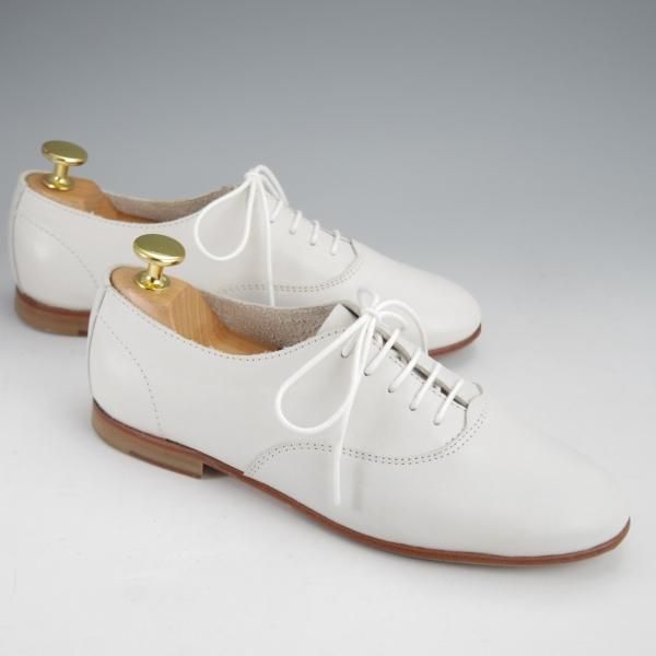 極美品★(仏)agnes b./アニエスベー(レディース) SIZE 36【★プレーントゥ/白】オックスフォードシューズ/カーフ★k059