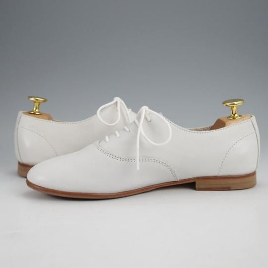 極美品★(仏)agnes b./アニエスベー(レディース) SIZE 36【★プレーントゥ/白】オックスフォードシューズ/カーフ★k059