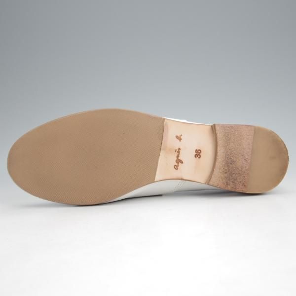 極美品★(仏)agnes b./アニエスベー(レディース) SIZE 36【★プレーントゥ/白】オックスフォードシューズ/カーフ★k059
