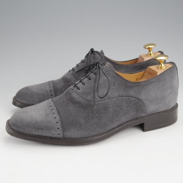 未使用★(伊)サントーニ SIZE 5.5【★パンチドキャップトゥ/3066】スエード/灰/メンズ/Santoni★k062