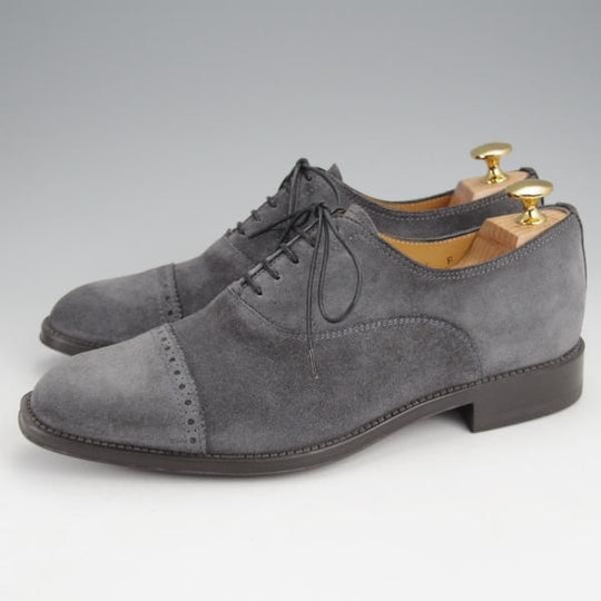 未使用★(伊)サントーニ SIZE 5.5【★パンチドキャップトゥ/3066】スエード/灰/メンズ/Santoni★k062