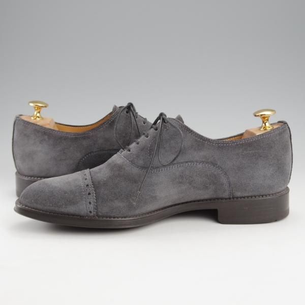 未使用★(伊)サントーニ SIZE 5.5【★パンチドキャップトゥ/3066】スエード/灰/メンズ/Santoni★k062