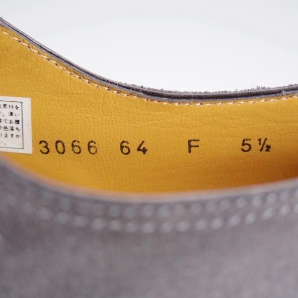 未使用★(伊)サントーニ SIZE 5.5【★パンチドキャップトゥ/3066】スエード/灰/メンズ/Santoni★k062