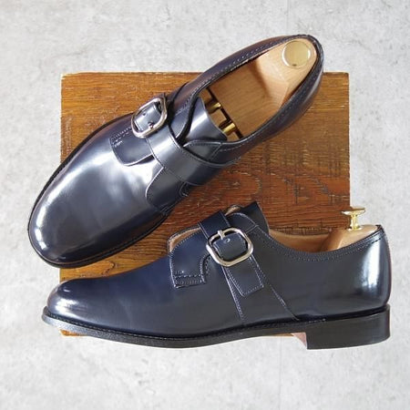 極上★チャーチ 90F/UK9【貴重★SHANNONと同じ103ラスト/BAYCLIFF】モンクストラップ/紺/メンズ/Church's★k068