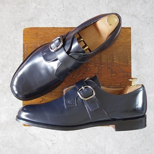 極上★チャーチ 90F/UK9【貴重★SHANNONと同じ103ラスト/BAYCLIFF】モンクストラップ/紺/メンズ/Church's★k068