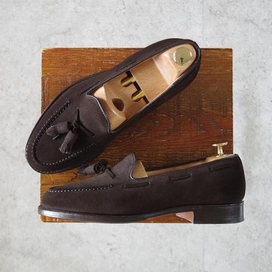 極美品★チャーチ 60F/UK6【★(英)C.F.ステッド社のスーパーバック/KEATS 450】タッセルローファー/93ラスト/スエード/濃茶/Church'★k089