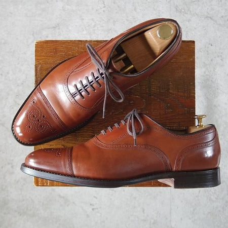 美品★チャーチ 85F/UK8.5【★ストレートチップ/LAVERSTOCK】138ラスト/カーフ/茶/メンズ/Church's★k090