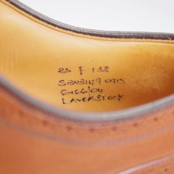 美品★チャーチ 85F/UK8.5【★ストレートチップ/LAVERSTOCK】138ラスト/カーフ/茶/メンズ/Church's★k090