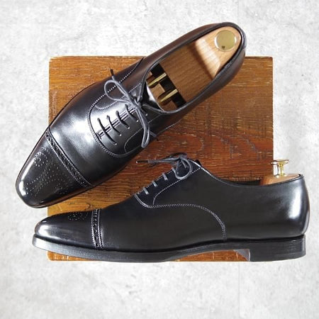 極上★クロケット&ジョーンズ 8.5D【定価￥101,200-★ハンドグレードライン/HARLEY】セミブローグ/カーフ/黒/Crockett&Jones★k091