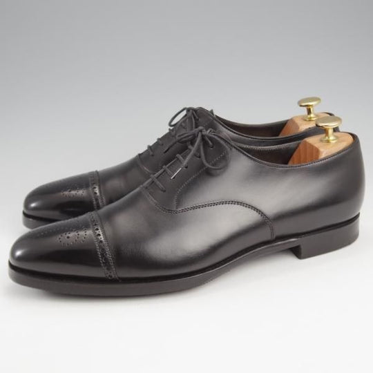 極上★クロケット&ジョーンズ 8.5D【定価￥101,200-★ハンドグレードライン/HARLEY】セミブローグ/カーフ/黒/Crockett&Jones★k091