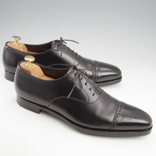 極上★クロケット&ジョーンズ 8.5D【定価￥101,200-★ハンドグレードライン/HARLEY】セミブローグ/カーフ/黒/Crockett&Jones★k091